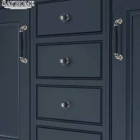 Tay nắm tủ tân cổ điển Vintage màu đen vàng SH2215