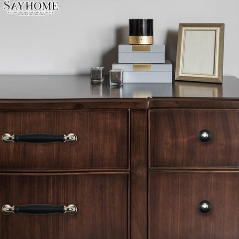 Tay nắm tủ tân cổ điển Vintage màu đen inox SH2215