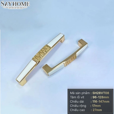 Tay nắm tủ tân cổ điển màu vàng gold mặt sứ trắng SH28VT08 tại thành phố Hồ Chí Minh