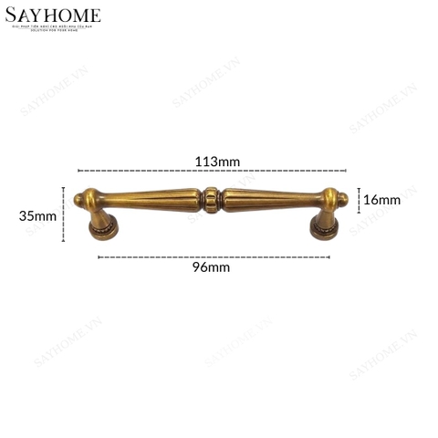 Tay nắm tân cổ điển Vintage màu vàng đồng SH3113
