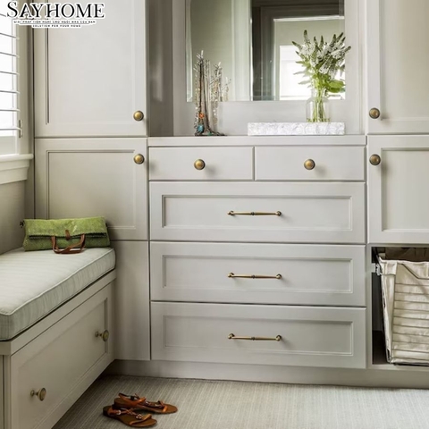 Tay nắm tân cổ điển Vintage màu vàng đồng SH3113