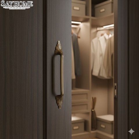Tay nắm tủ tân cổ điển Vintage màu đồng SH3667