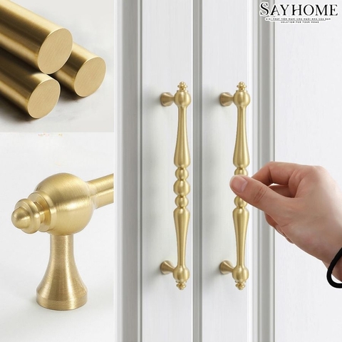 Tay nắm tủ tân cổ điển Vintage màu vàng gold SH5513