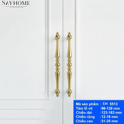 Tay nắm tủ tân cổ điển Vintage màu vàng bóng SH5513