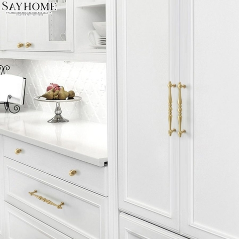 Tay nắm tủ tân cổ điển Vintage màu vàng gold SH5513