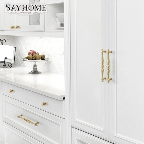 Tay nắm tủ tân cổ điển Vintage màu vàng bóng SH5513