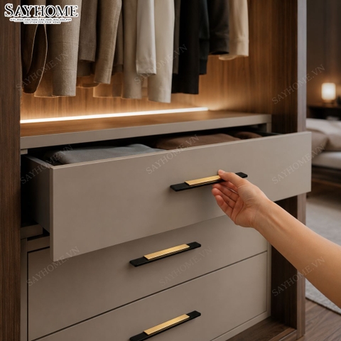 Tay nắm tủ hiện đại màu vàng đen SH5551
