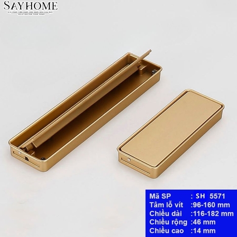 Tay nắm âm tủ hiện đại màu vàng mờ SH5571