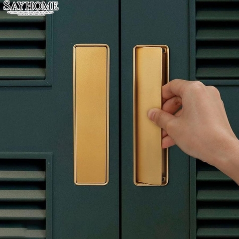 Tay nắm âm tủ hiện đại màu vàng gold SH5571