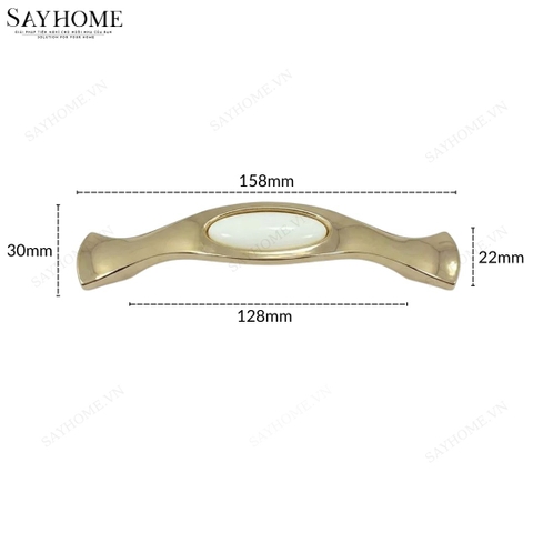 Tay nắm tủ tân cổ điển Vintage màu vàng gold mặt sứ trắng SH5588