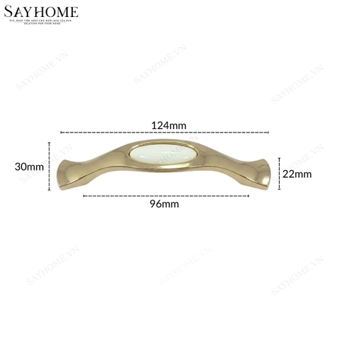 Tay nắm tủ tân cổ điển Vintage màu vàng gold mặt sứ trắng SH5588