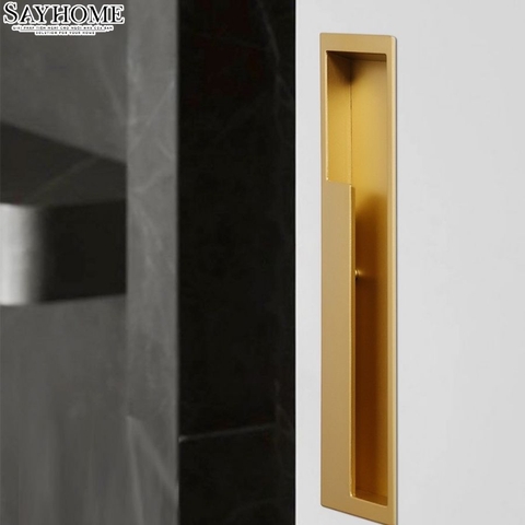 Tay nắm âm tủ hiện đại màu vàng gold SH5589
