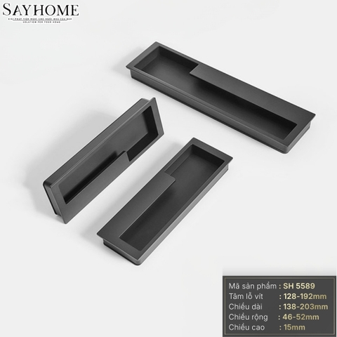 Tay nắm âm tủ cao cấp hiện đại màu đen SH5589