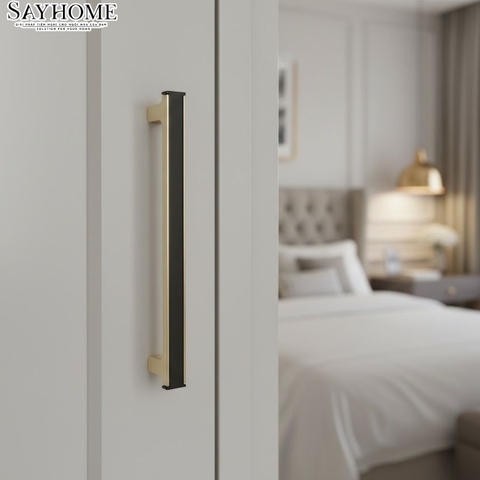 Tay nắm tủ hiện đại màu vàng đen SH5652