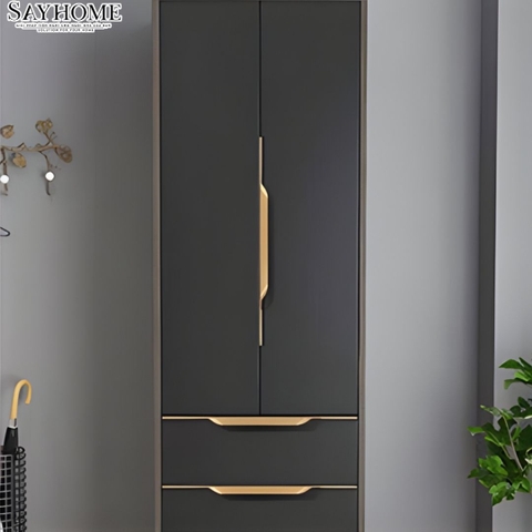 Tay nắm tủ thanh dài hiện đại màu đen và vàng SH5663