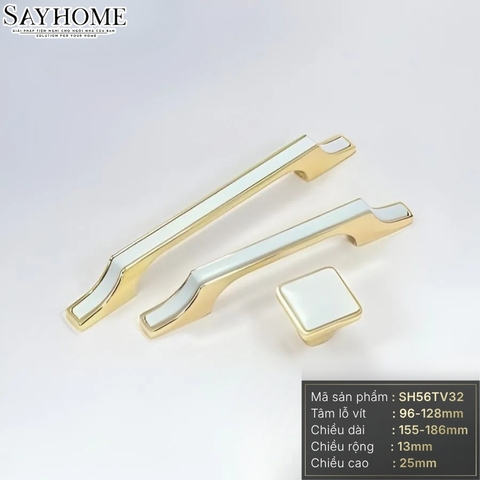 Tay nắm tủ hiện đại màu trắng vàng gold SH56TV32 tại thành phố Hồ Chí Minh
