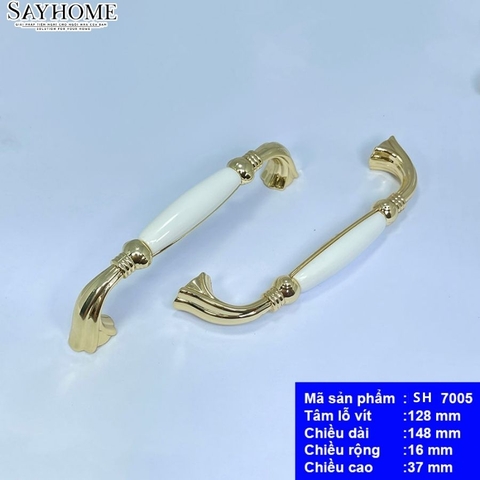 Tay nắm tủ tân cổ điển Vintage màu vàng trắng SH7005