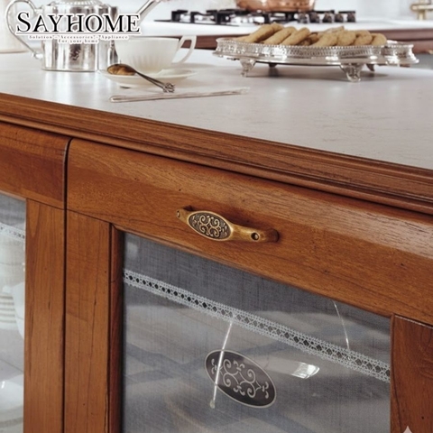 Tay nắm tủ tân cổ điển Vintage màu đồng SH7057