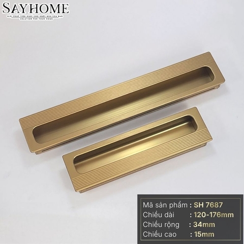 Tay nắm âm tủ hiện đại màu vàng đồng SH7687