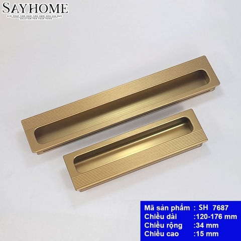 Tay nắm âm tủ cao cấp màu vàng đồng SH7687