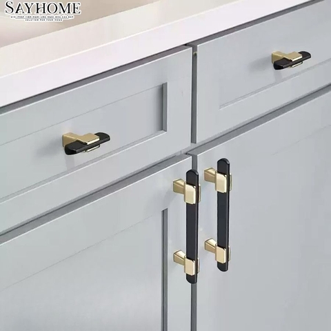 Tay nắm đũa hiện đại màu đen vàng SH8016