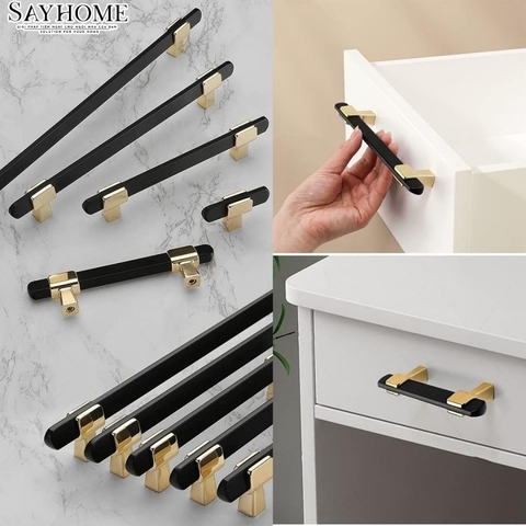 Tay nắm đũa hiện đại màu đen vàng SH8016