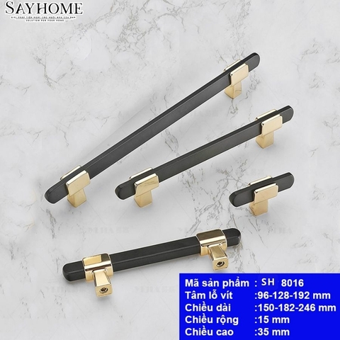 Tay nắm đũa hiện đại màu đen vàng SH8016