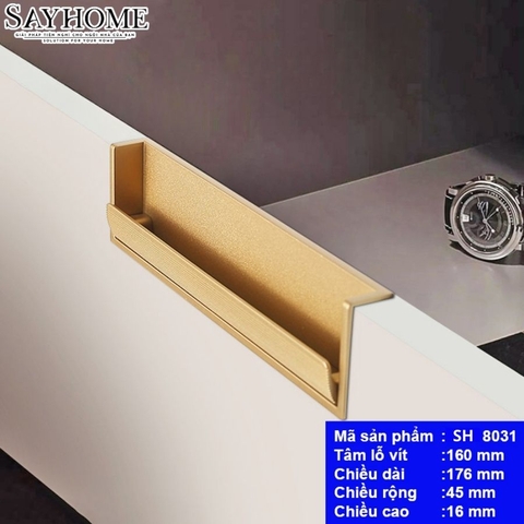Tay nắm âm tủ cao cấp màu vàng mờ SH8031