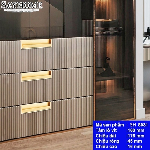 Tay nắm âm tủ cao cấp màu vàng mờ SH8031