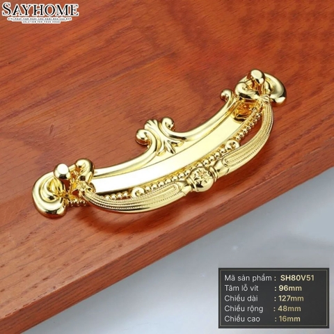 Tay nắm tủ tân cổ điển màu vàng gold SH80V51 tại thành phố Hồ Chí Minh