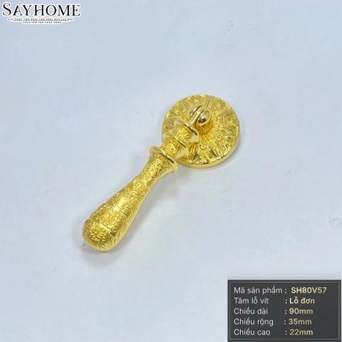 Tay nắm tủ tân cổ điển màu vàng gold SH80V57 tại thành phố Hồ Chí Minh
