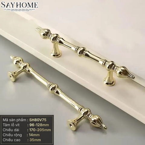 Tay nắm tủ tân cổ điển Vintage màu vàng gold SH80V75 tại thành phố Hồ Chí Minh