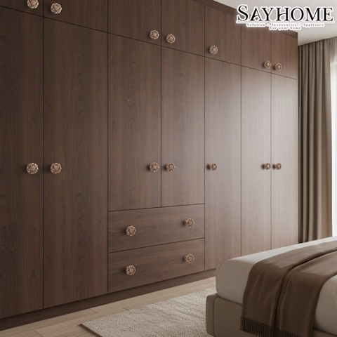 Núm tủ tân cổ điển Vintage màu đồng SH8207