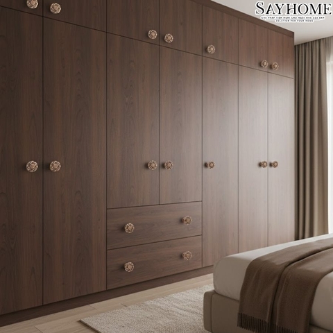 Núm tủ tân cổ điển Vintage màu đồng, vàng đồng SH8207