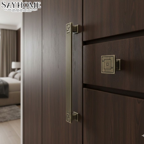 Tay nắm tủ tân cổ điển Vintage màu đồng SH8299
