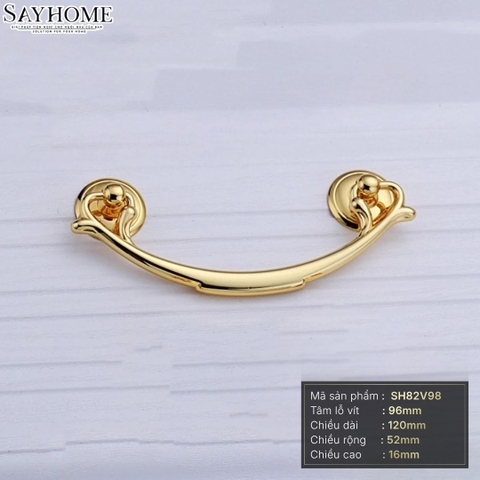 Tay nắm tủ tân cổ điển Vintage màu vàng gold 18k SH82V98 tại thành phố Hồ Chí Minh