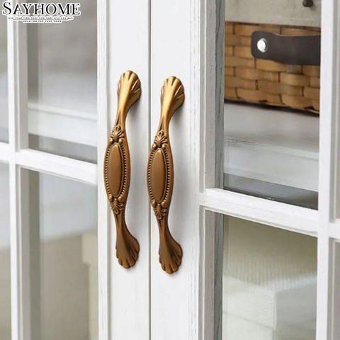 Tay nắm tủ tân cổ điển Vintage màu đồng SH8832