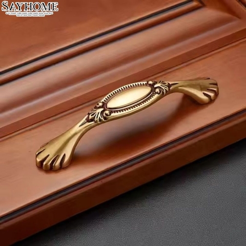 Tay nắm tủ tân cổ điển Vintage màu đồng SH8832