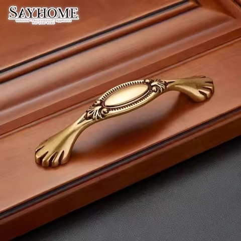 Tay nắm tủ tân cổ điển Vintage màu đồng SH8832