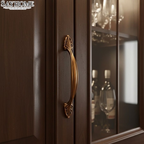 Tay nắm tủ tân cổ điển Vintage màu đồng đỏ SH8837