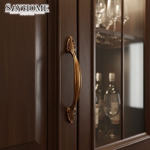 Tay nắm tủ tân cổ điển vintage màu vàng đồng SH8837