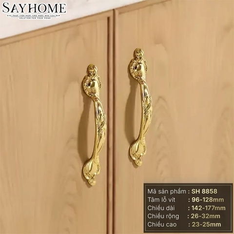 Tay nắm tủ tân cổ điển vintage màu vàng gold SH8858
