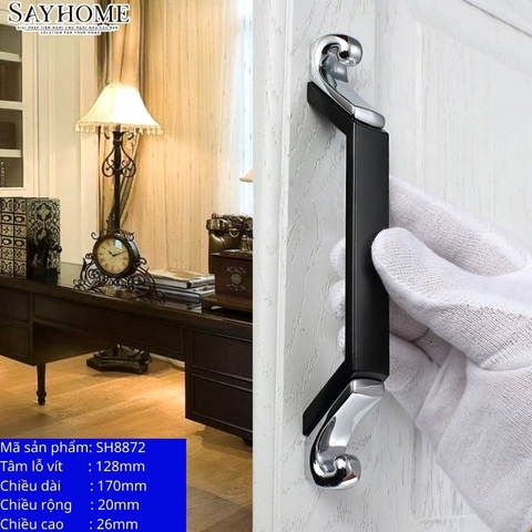 Tay nắm tủ tân cổ điển Vintage màu đen bạc SH8872