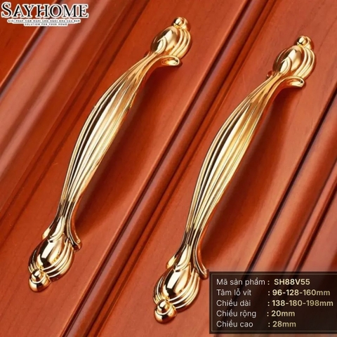 Tay nắm tủ tân cổ điển Vintage màu vàng gold SH88V55 tại thành phố Hồ Chí Minh