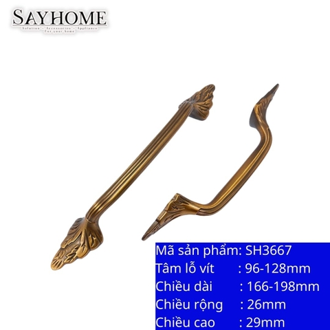 Tay nắm tủ tân cổ điển Vintage màu đồng SH3667
