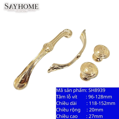 Tay nắm tủ tân cổ điển Vintage màu vàng gold 18k SH8939