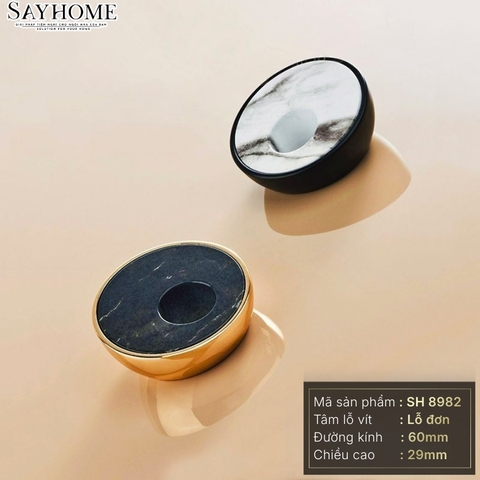 Tay nắm tủ tân cổ điển Vintage màu vàng và màu đen khảm đá SH8982