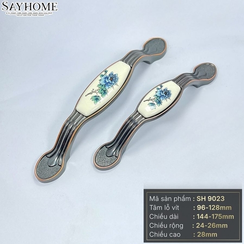 Tay nắm tủ tân cổ điển Vintage màu đồng đen mặt sứ trắng SH9023