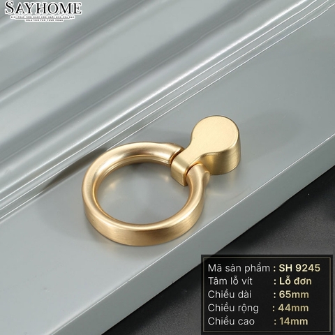 Tay nắm tủ khoen tròn tân cổ điển màu vàng 18k SH9245