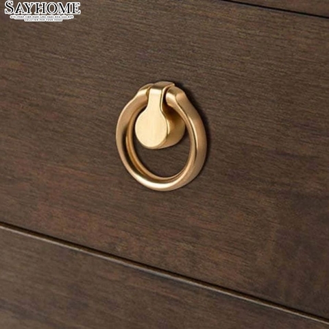 Tay nắm tủ khoen tròn tân cổ điển màu vàng 18k SH9245